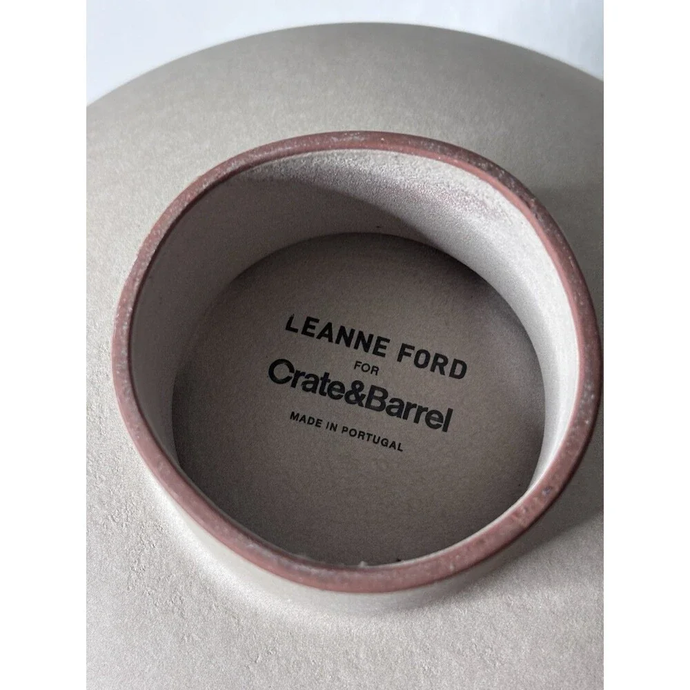 Leanne Ford Crate Barrel Pedestal Bowl Clay Modern Centerpiece Craft Shop Beige